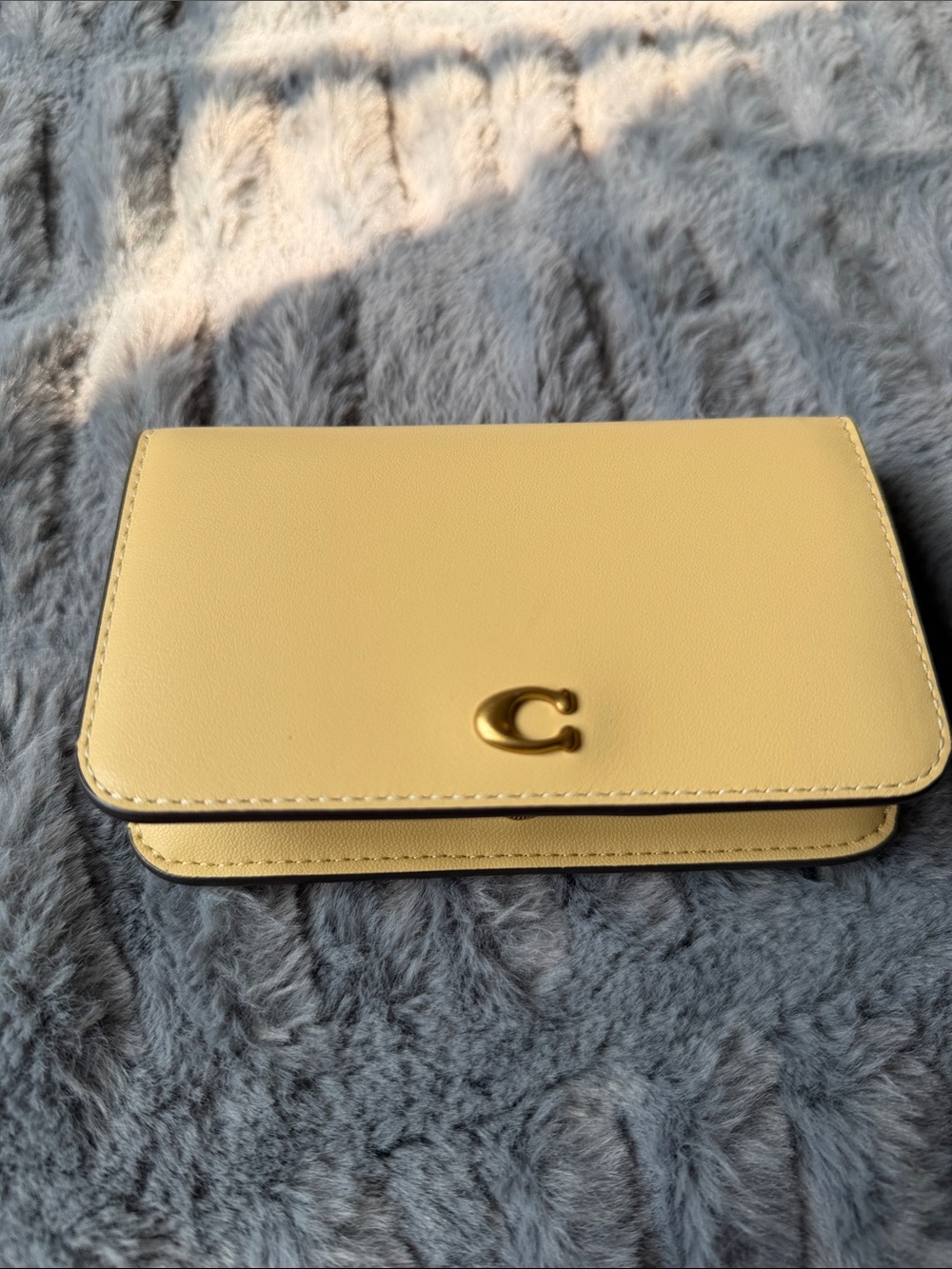 Coach Lemon Yellow Leather Wallet with Gold 'C' Accent